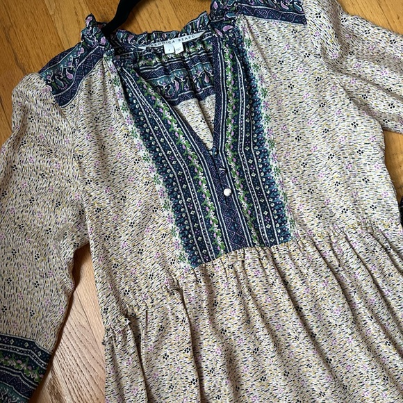 VERONICA BEARD BOHO FLORAL SILK MINI DRESS SIZE 4 - Picture 8 of 13
